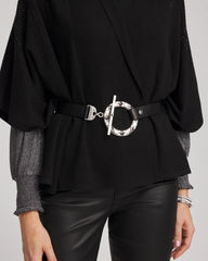Chico's | Silver Toggle Trouser Belt/ Black/Silver