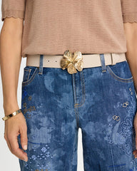 Chico's | Floral Buckle Trouser Belt/ Neutral