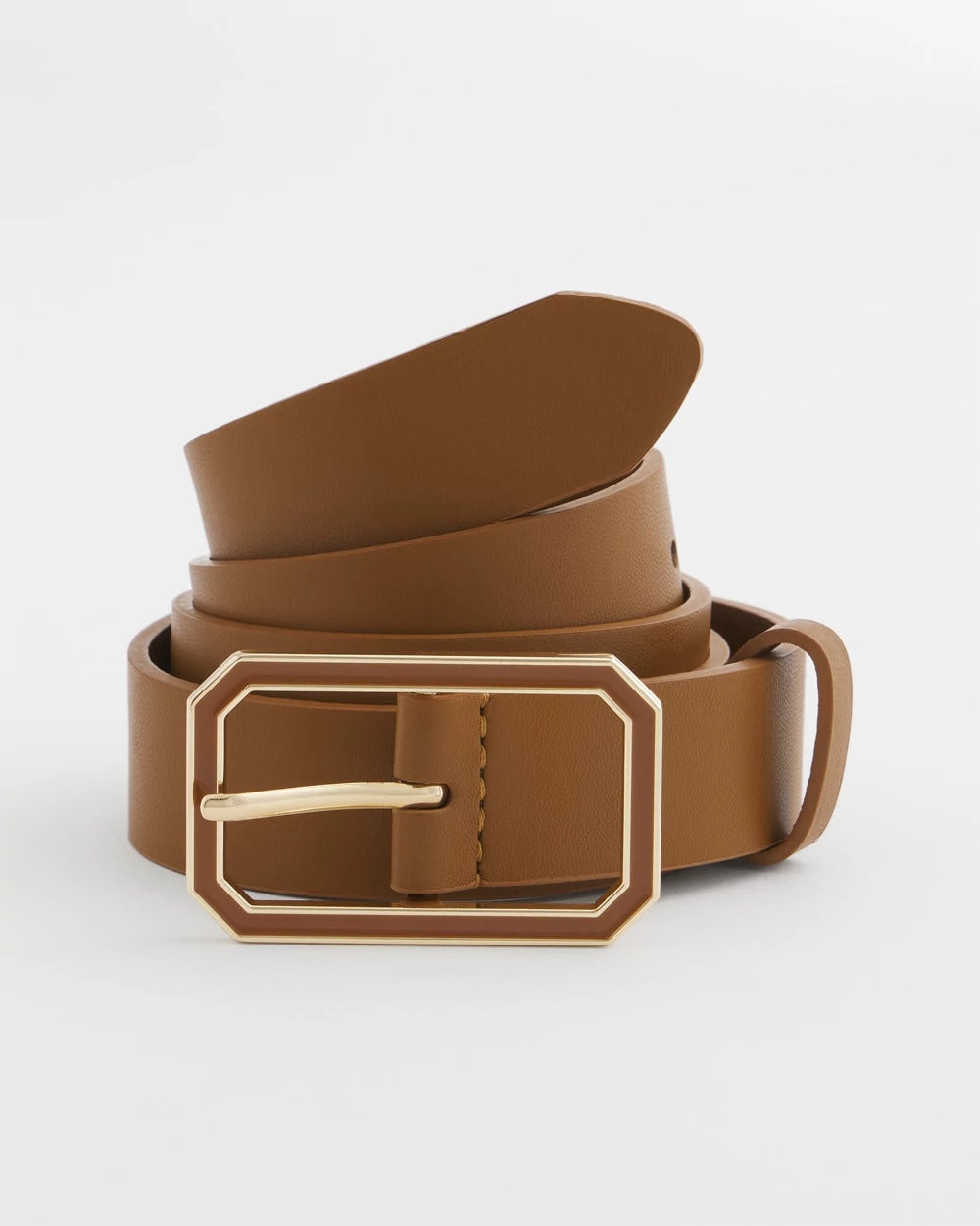 Chico's | Cognac Enamel Buckle Trouser Belt/ Brown