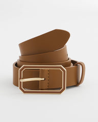 Chico's | Cognac Enamel Buckle Trouser Belt/ Brown