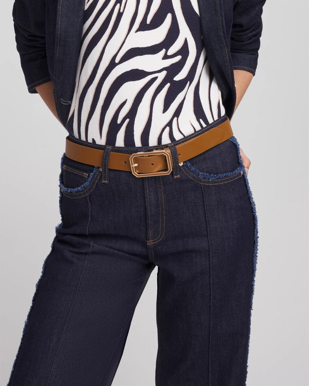 Chico's | Cognac Enamel Buckle Trouser Belt/ Brown