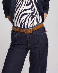 Chico's | Cognac Enamel Buckle Trouser Belt/ Brown