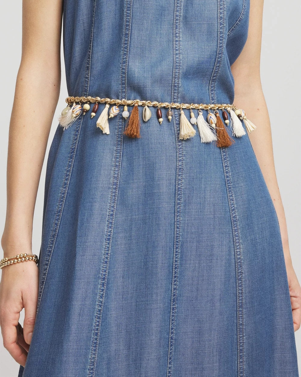 Chico's | Novelty Beaded Chain Belt/ Natural