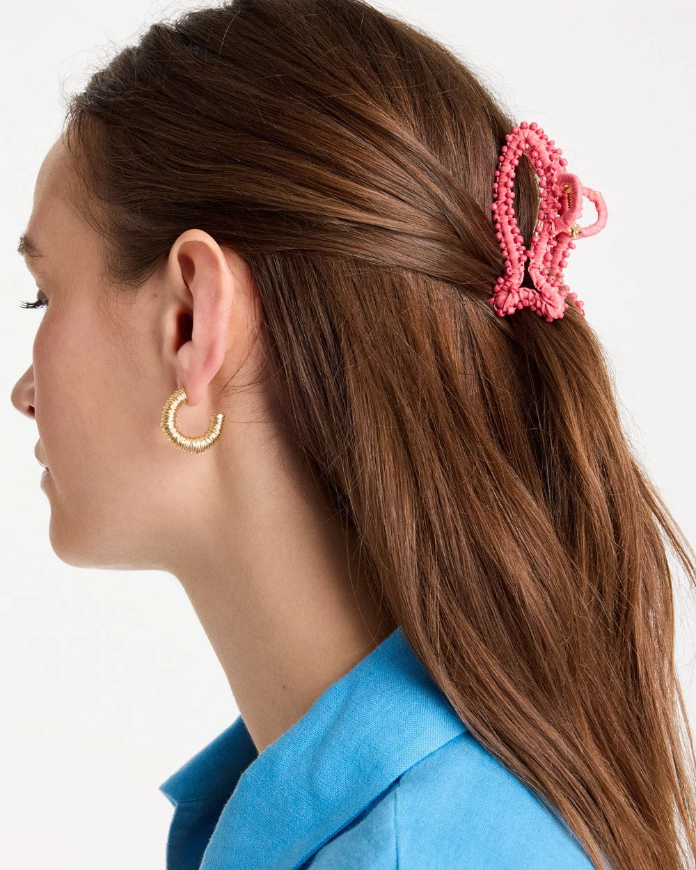 Chico's | Coral Fish Raffia Hair Clip/ Coral