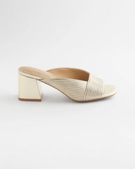 Chico's | Vinia Metallic Rope Block Heels/ Gold