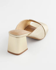 Chico's | Vinia Metallic Rope Block Heels/ Gold