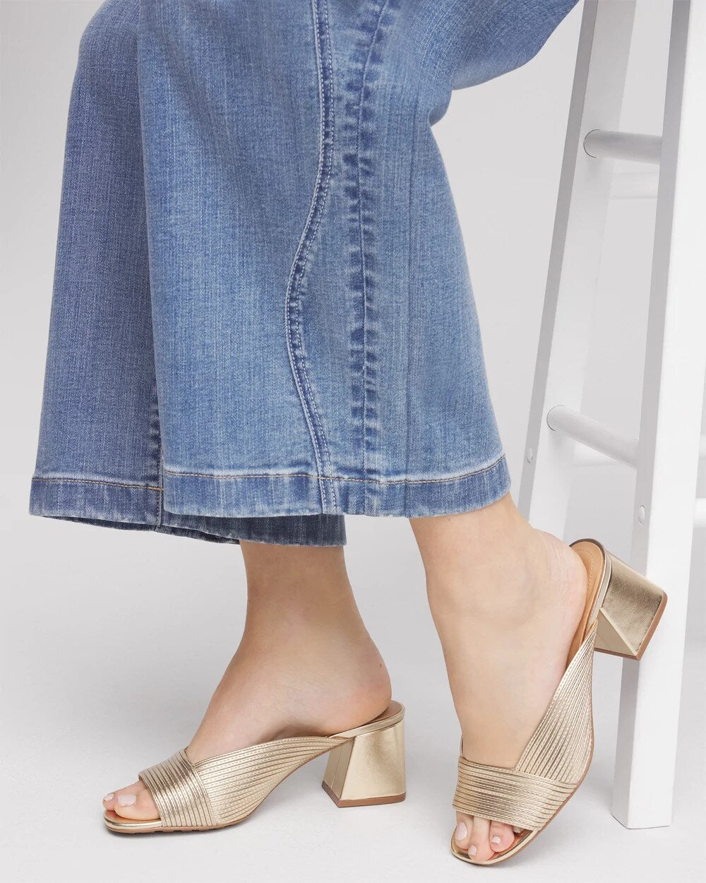 Chico's | Vinia Metallic Rope Block Heels/ Gold