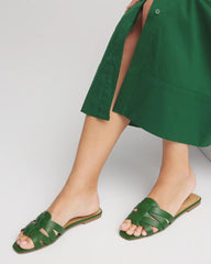 Chico's | Cassidy Cross-Strap Slide Sandals/ Green