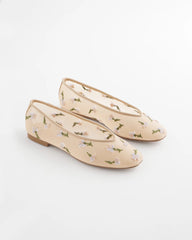 Chico's | Orchid Embroidered Ballet Flats/ Natural