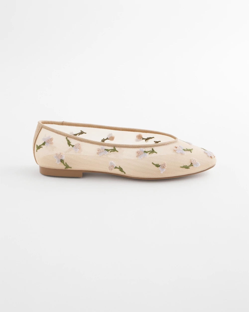 Chico's | Orchid Embroidered Ballet Flats/ Natural