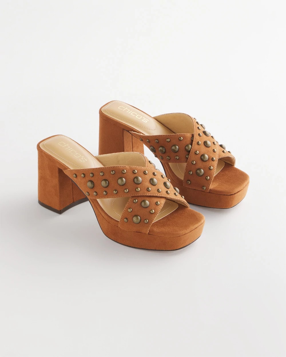 Chico's | Vale Western Suede Block Heels/ Cognac