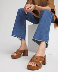 Chico's | Vale Western Suede Block Heels/ Cognac