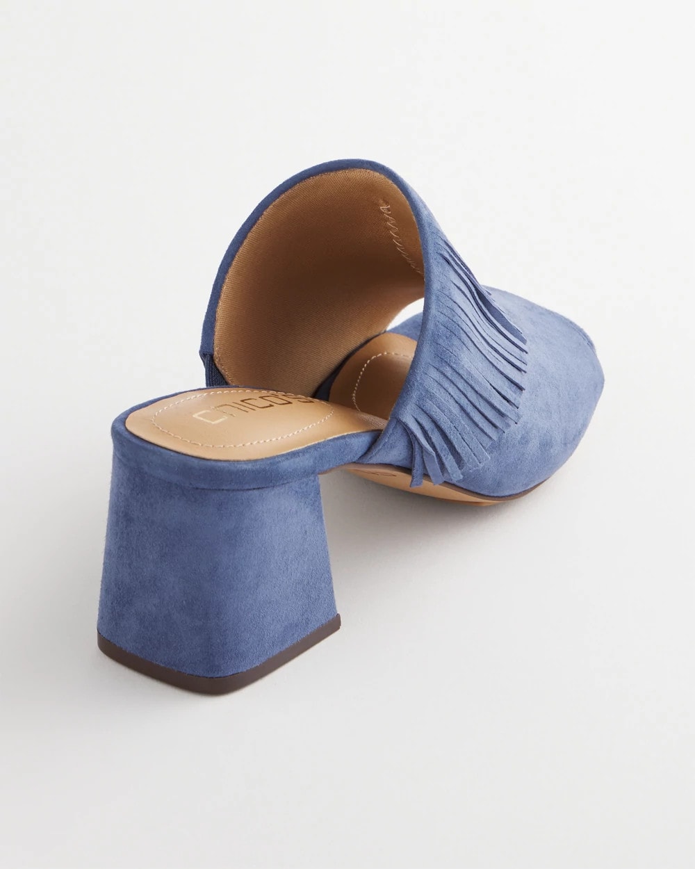 Chico's | Blue Lotus Suede Fringe Block Heels/ Blue Lotus