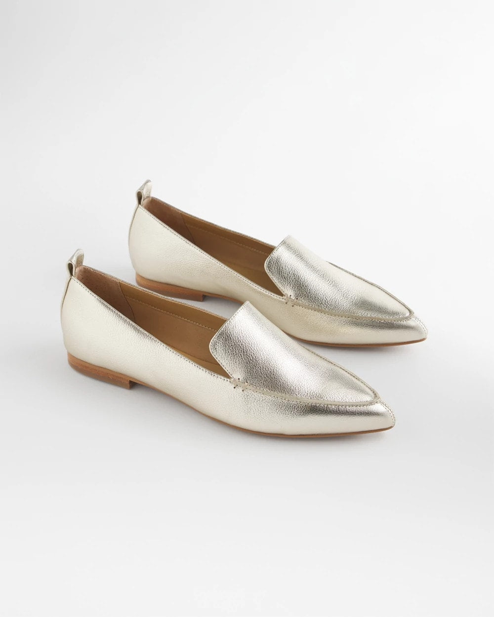Chico's | Gold Metallic Leather Loafer/ Gold