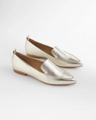 Chico's | Gold Metallic Leather Loafer/ Gold