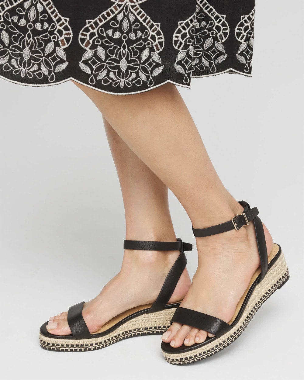 Chico's | Brielle Espadrille Wedge Sandals/ Black