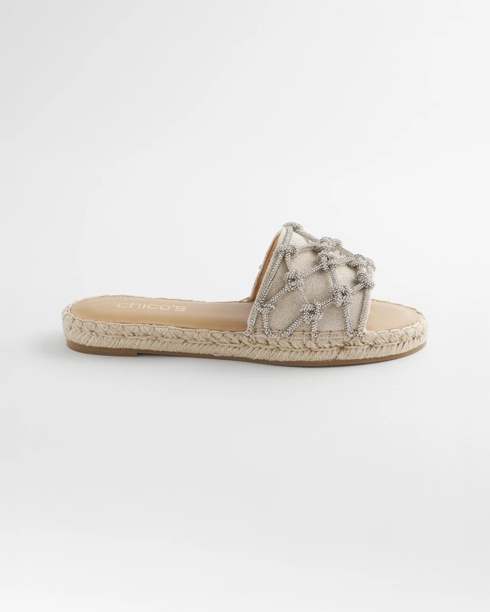 Chico's | Linen Knotted Espadrille Slides/ Silver