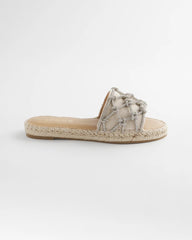 Chico's | Linen Knotted Espadrille Slides/ Silver