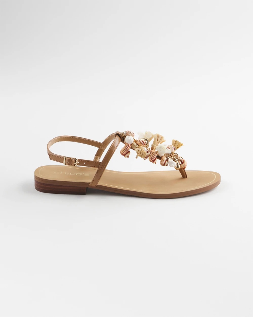 Chico's | Beach Seashell T-Strap Sandals/ Natural