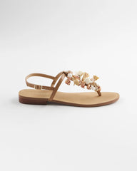 Chico's | Beach Seashell T-Strap Sandals/ Natural