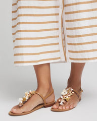 Chico's | Beach Seashell T-Strap Sandals/ Natural