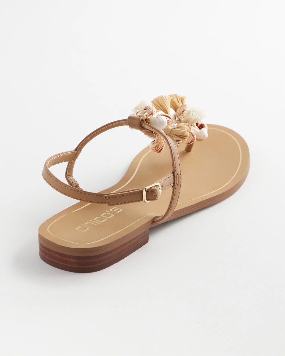 Chico's | Beach Seashell T-Strap Sandals/ Natural