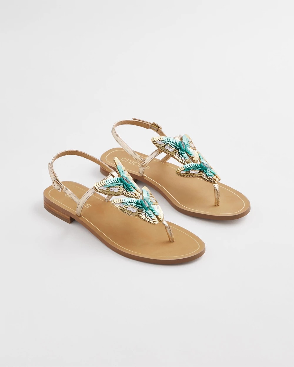 Chico's | Butterfly T-Strap Sandal/ Metallic Multi