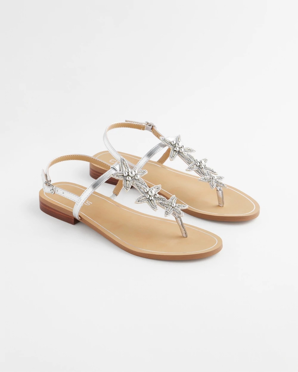 Chico's | Beach Starfish T-Strap Sandals/ Silver