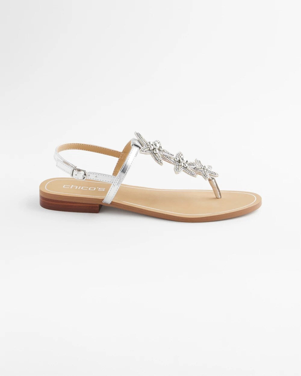 Chico's | Beach Starfish T-Strap Sandals/ Silver