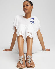 Chico's | Beach Starfish T-Strap Sandals/ Silver