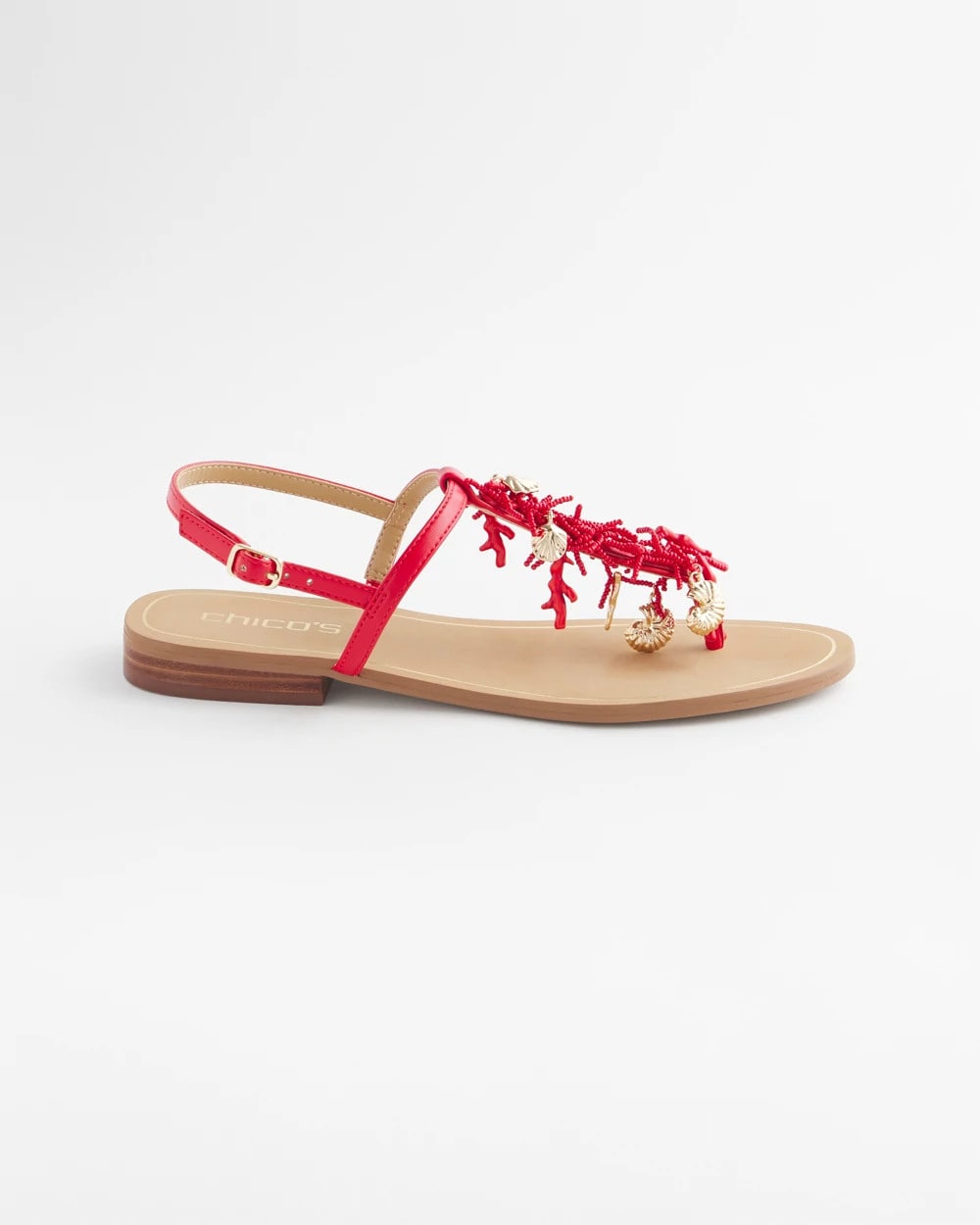 Chico's | Coral Beach T-Strap Sandals/ Red
