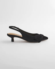 Chico's | Charm Velvet Bow Kitten Heels/ Black