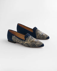 Chico's | Peacock Embroidered Flats/ Denim