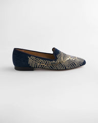 Chico's | Peacock Embroidered Flats/ Denim