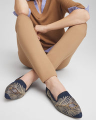 Chico's | Peacock Embroidered Flats/ Denim