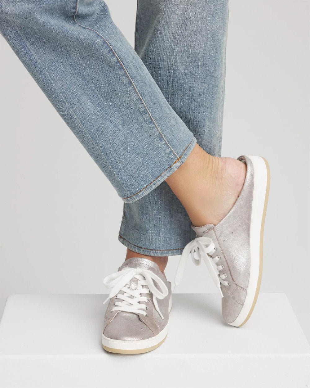Chico's | Metallic Snap Slip-On Sneakers/ Metallic Silver