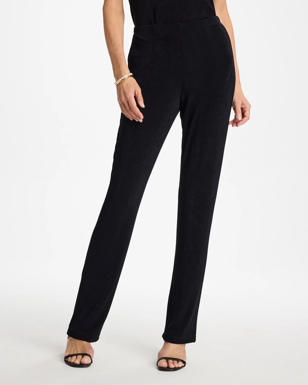 Chico's | Petite Travelers™ Crinkle Textured Pants/ Black