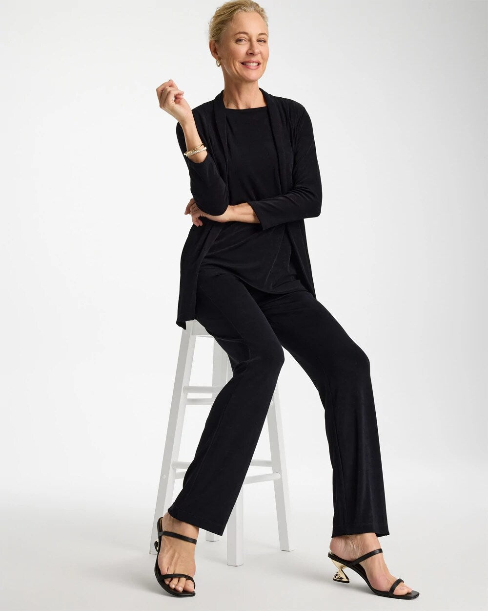 Chico's | Petite Travelers™ Crinkle Textured Pants/ Black