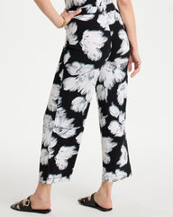 Chico's | Travelers™ Knit Abstract Floral Cropped Pants/ Black
