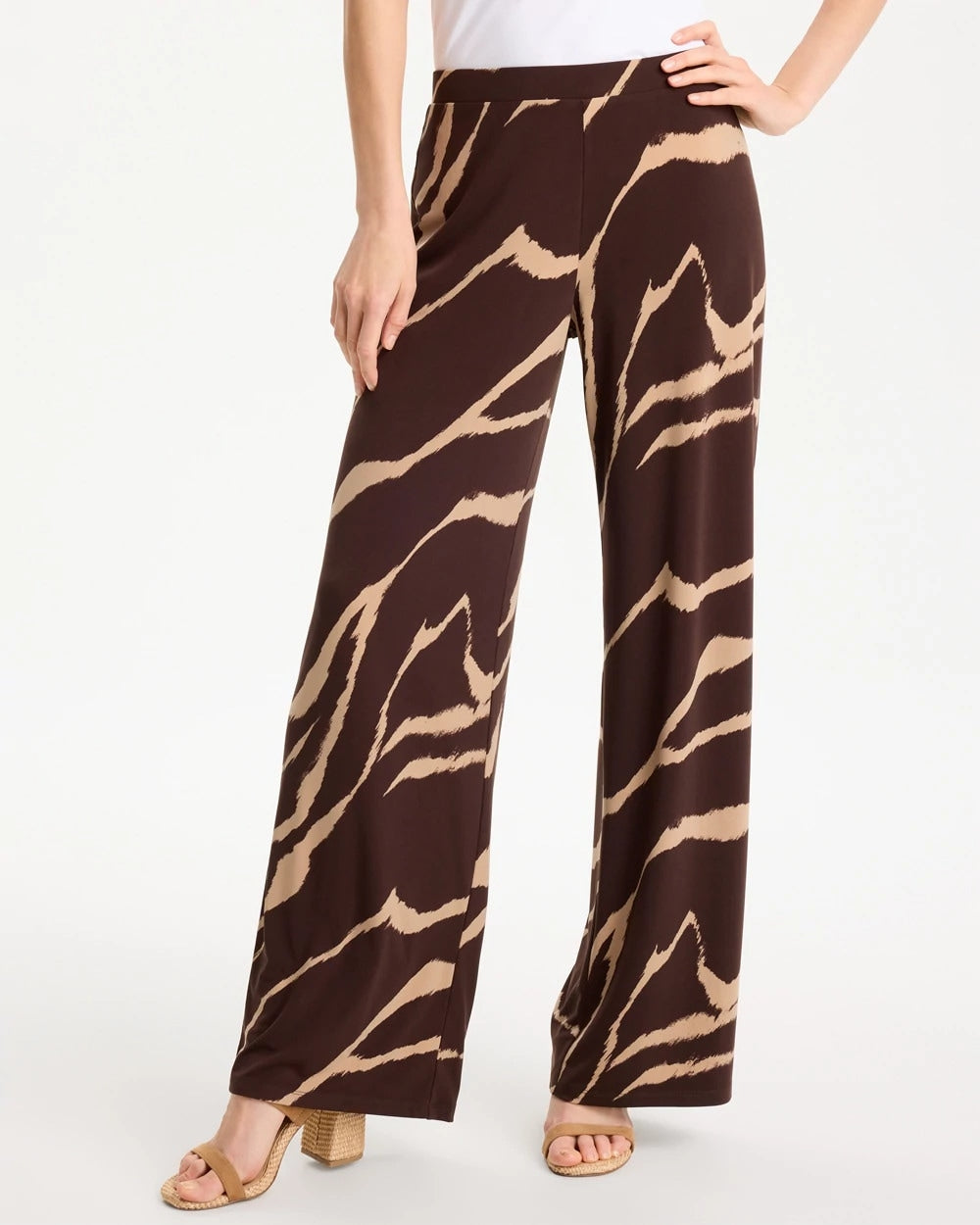 Chico's | Travelers™ Zebra Knit Wide-Leg Pants/ Cocoa Bean