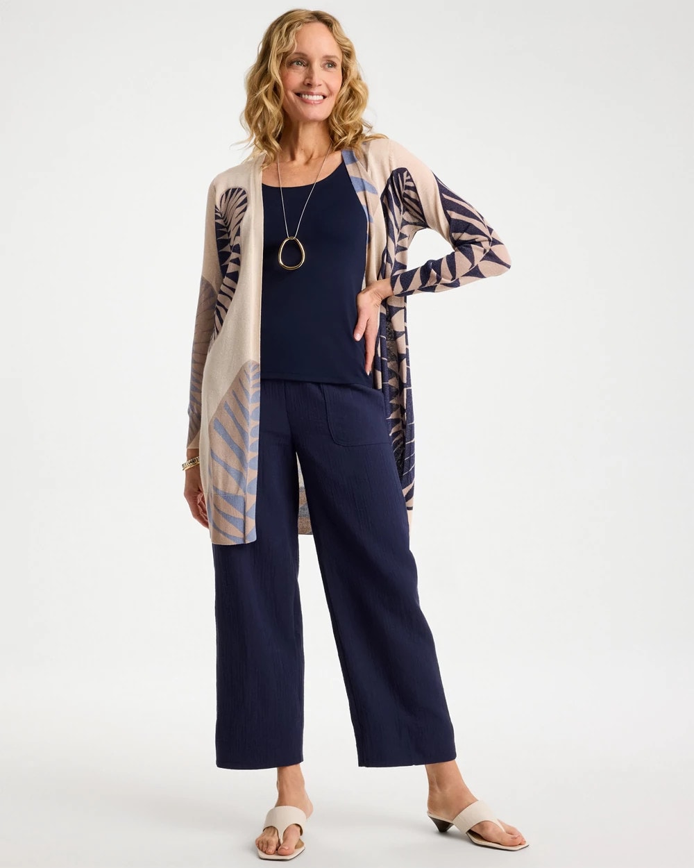 Chico's | Cotton Gauze Tapered Crop Pant/ Passport Blue
