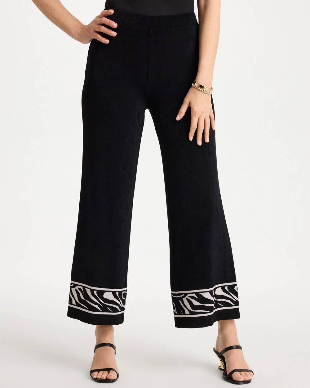 Chico's | Travelers™ Abstract Zebra Cropped Pants/ Travelers Black