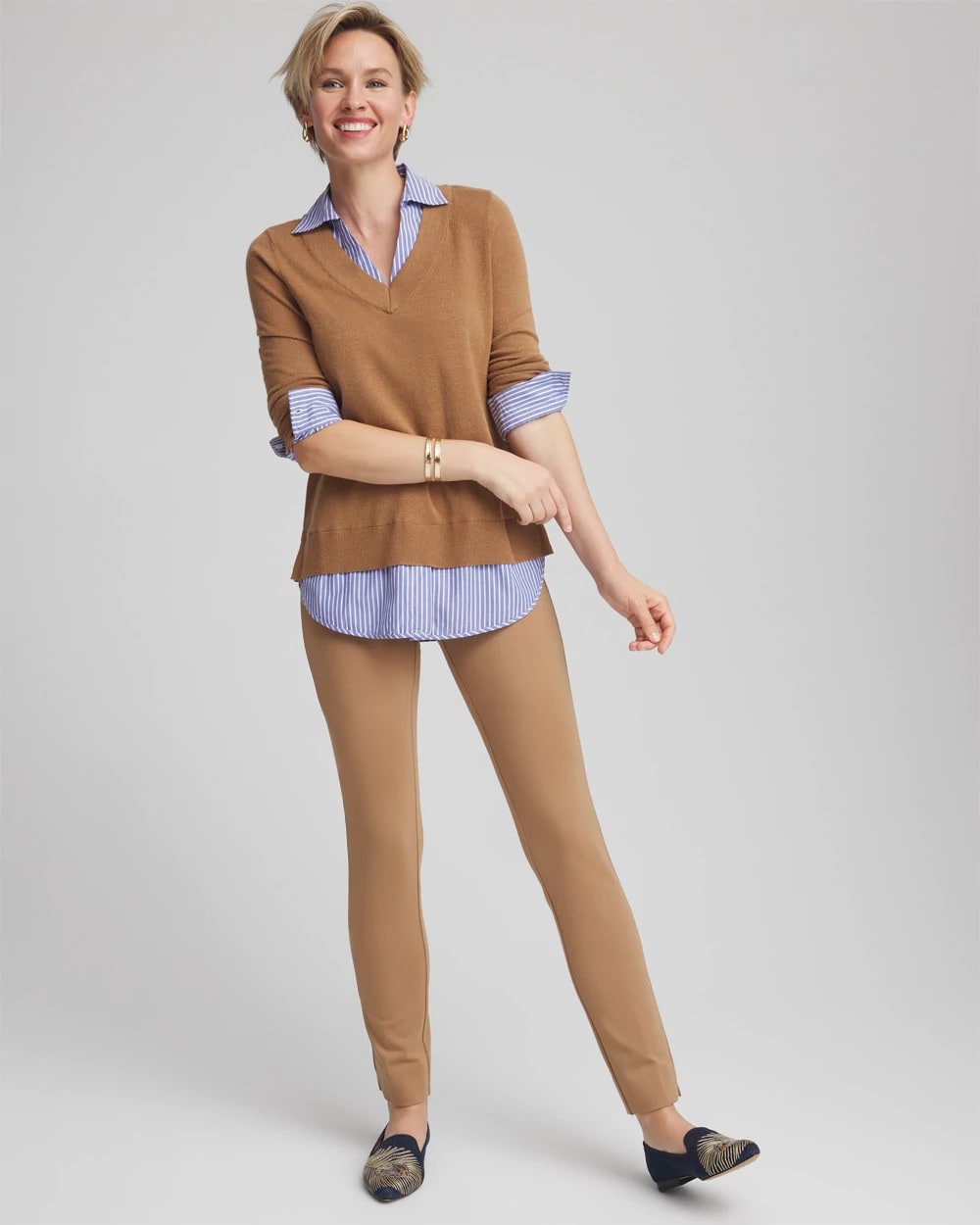 Chico's | Juliet Slim Trim Detail Pants/ Caramel Apple