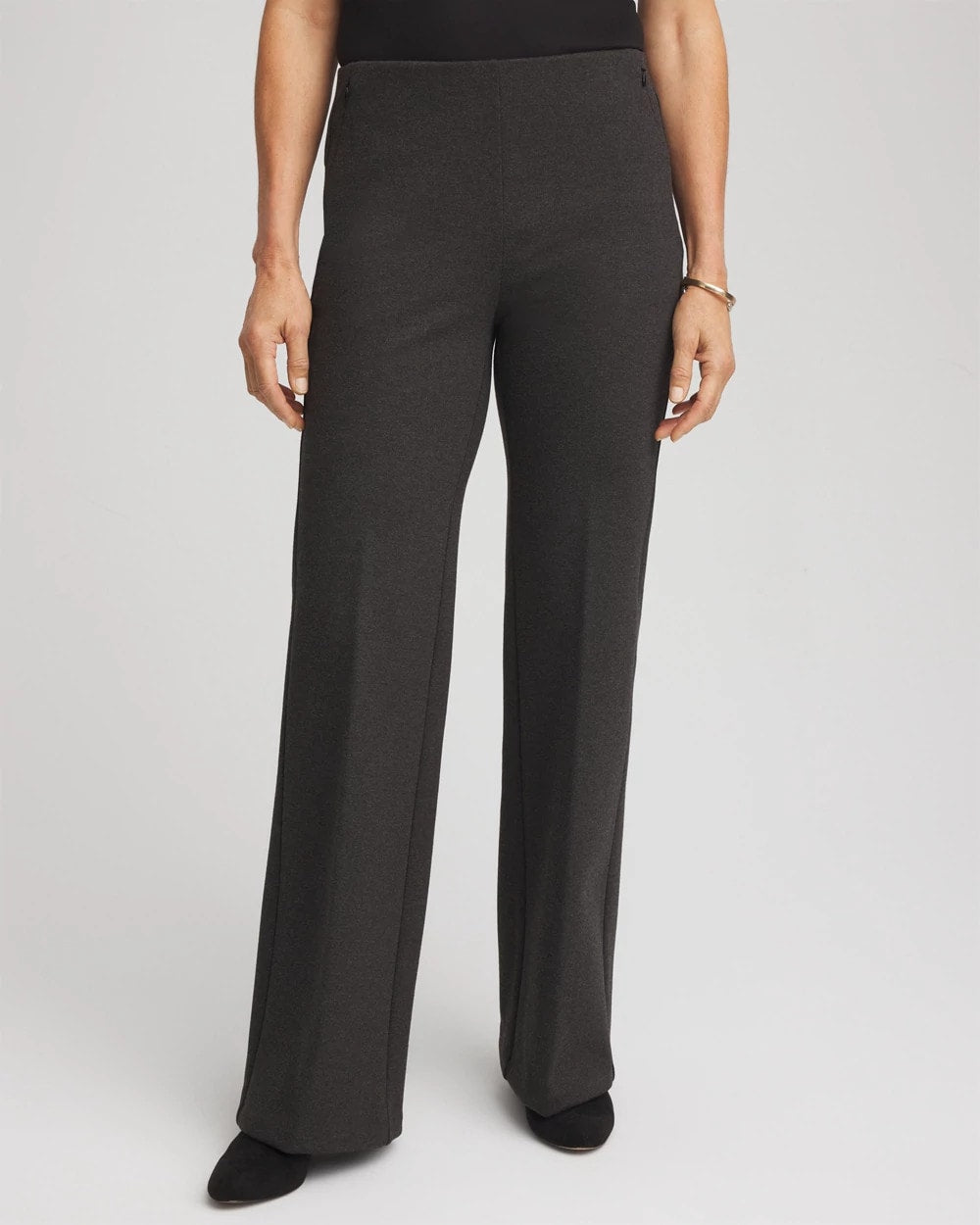 Chico's | Petite Juliet Wide Full-Length Ponte Pants/ Graphite Heather Gray