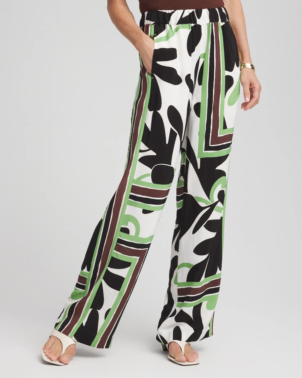 Chico's | Printed Silky Soft Pants/ Ecru