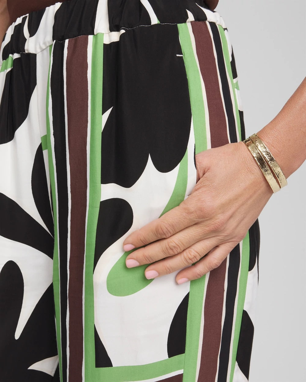 Chico's | Printed Silky Soft Pants/ Ecru