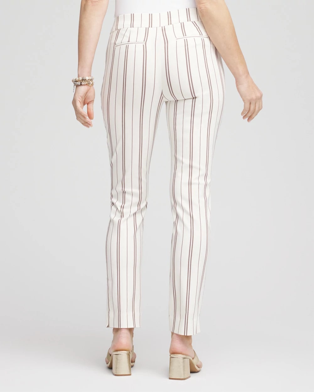 Chico's | Petite Brigitte™ Striped Ankle Pants/ Alabaster