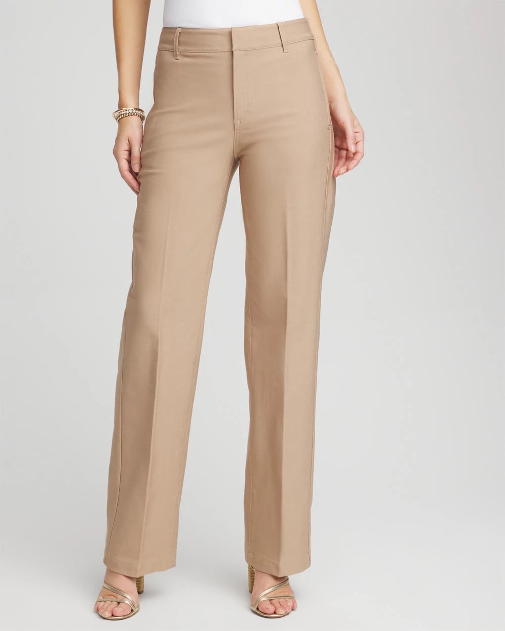 Chico's | Petite Cotton Straight-Leg Trousers/ Cattail Brown