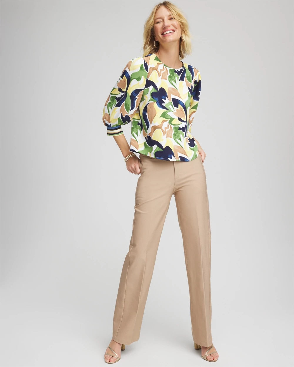 Chico's | Petite Cotton Straight-Leg Trousers/ Cattail Brown