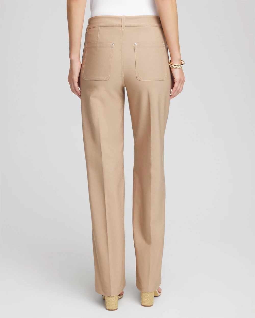 Chico's | Petite Cotton Straight-Leg Trousers/ Cattail Brown